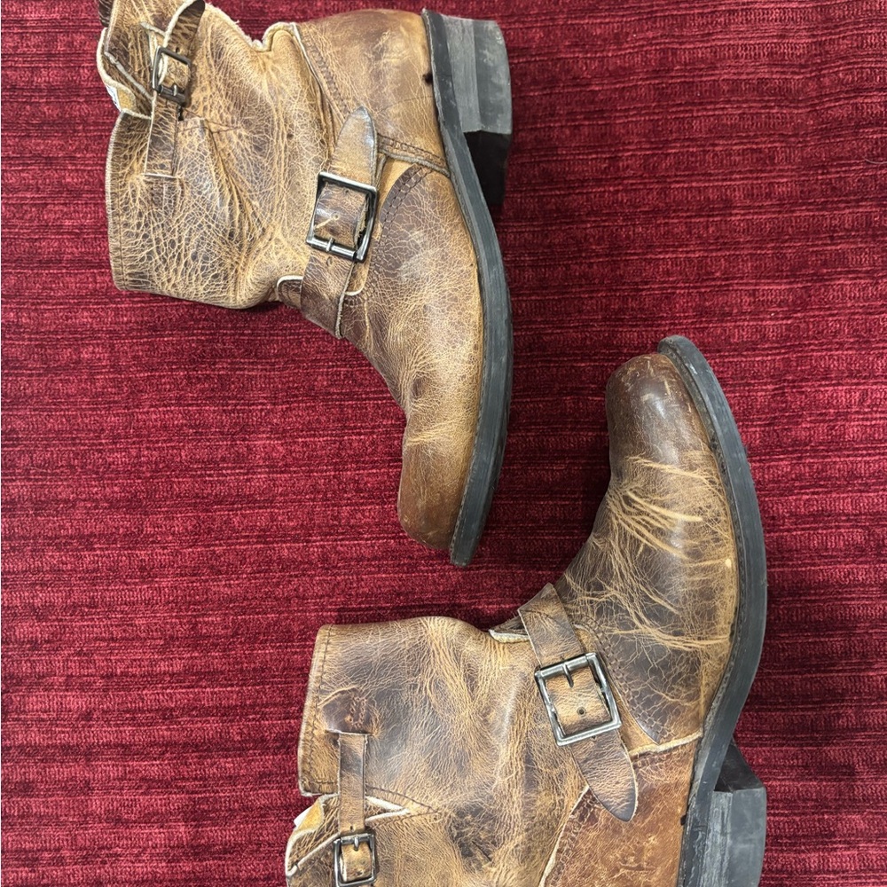 Frye Brown Distressed Leather Ankle Booties